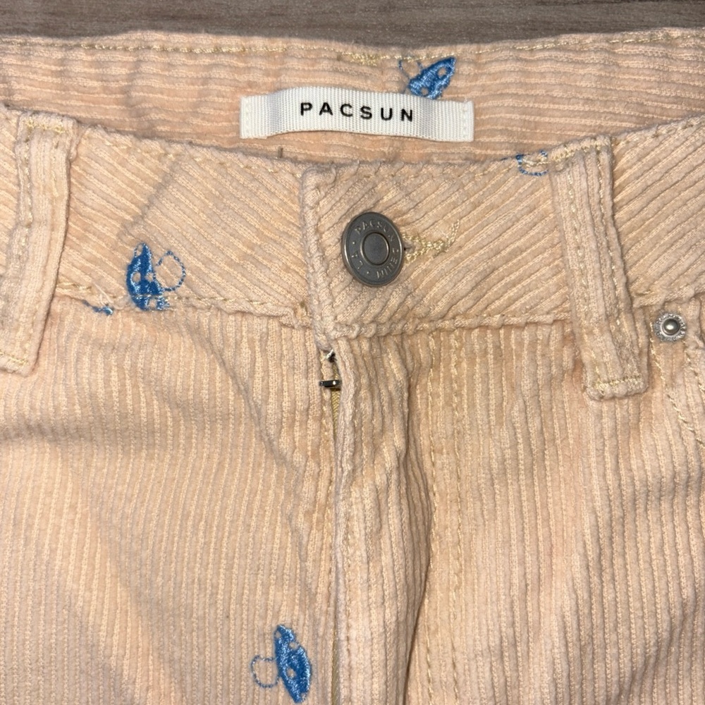 PacSun Light Tan Corduroy Pants with Blue Accents - Picture 4 of 12